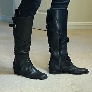 Alexander McQueen Black Wrap Heeled Boots